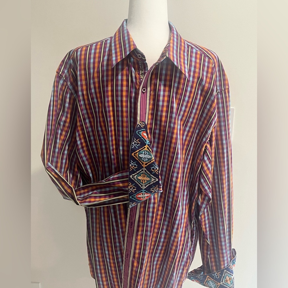 Robert Graham 2XL XXL Button Down Shirt Long Sleeve Collared Striped